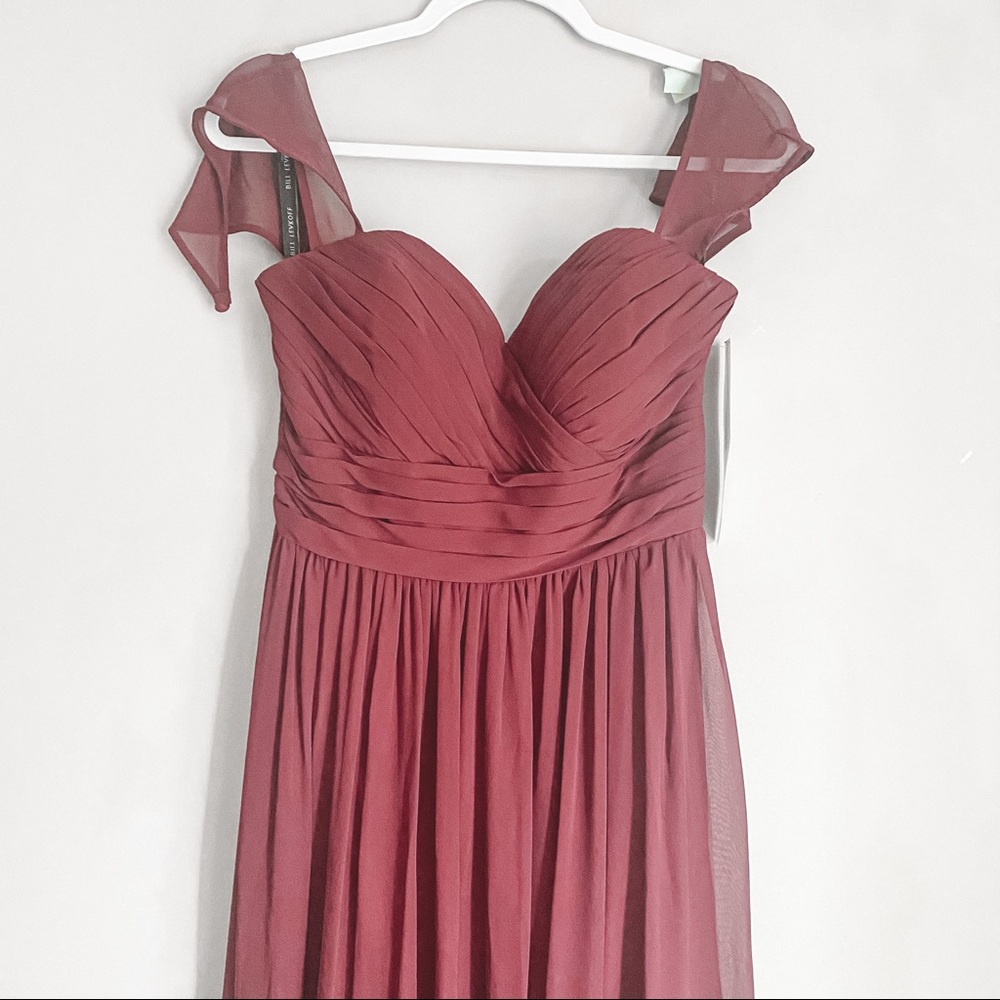 Bill Levkoff Chiffon Bridesmaid Dress Burgundy Size 10